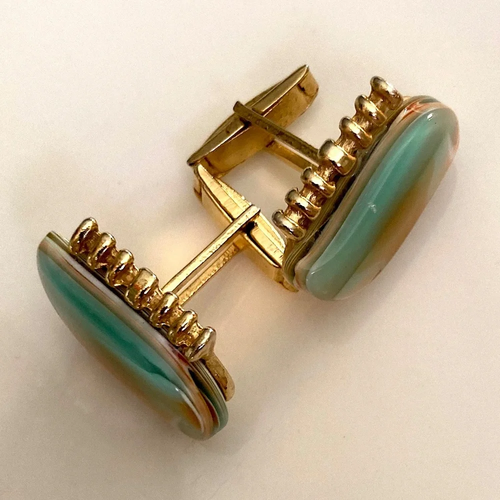 Authentic ATBC handmade turquoise cufflinks, paired with a complementary vintage